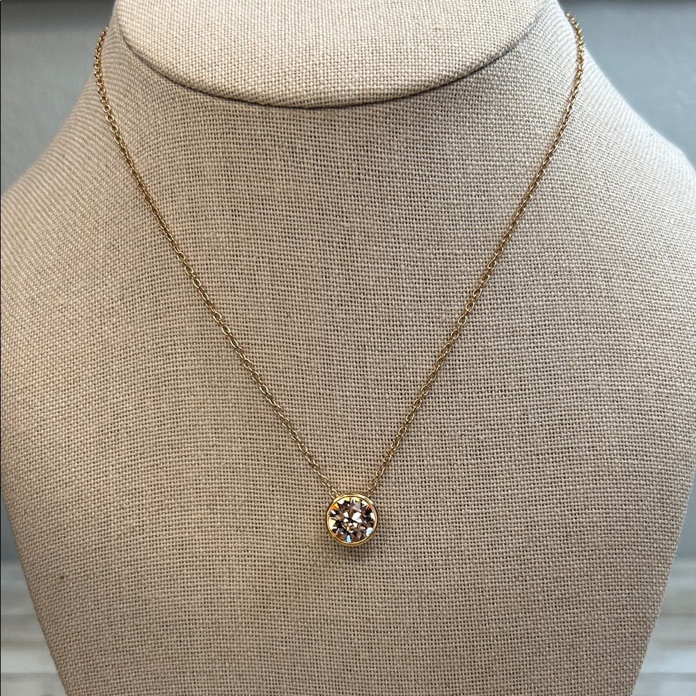 Touchstone Swarovski Rose Gold Necklace With Crystal Pendant